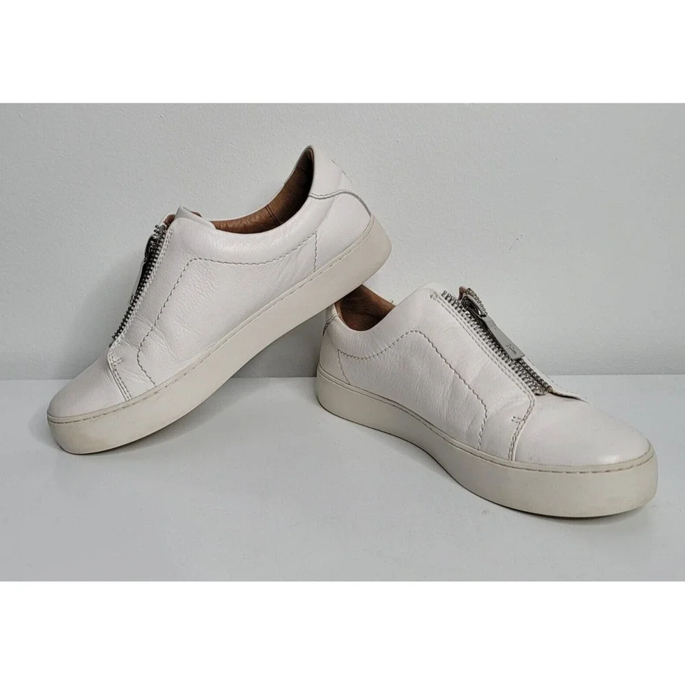 Frye Sneakers Womens Size 8.5 M Lena Zip Low White Leather 3471320